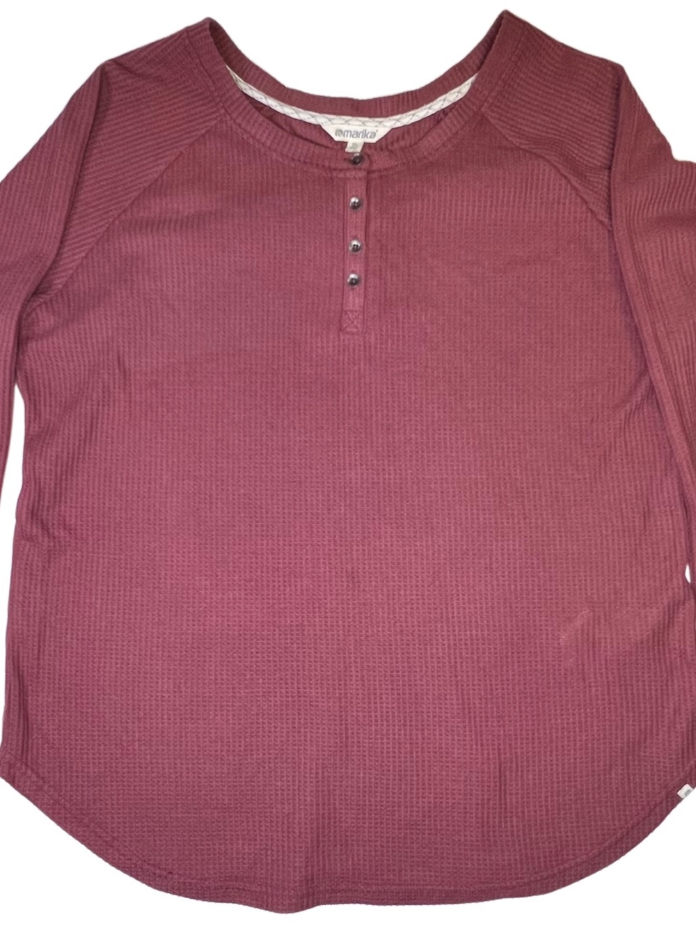 Marika Long-Sleeve Henley Shirt  Size XL Wine Color UPF 50 Protection